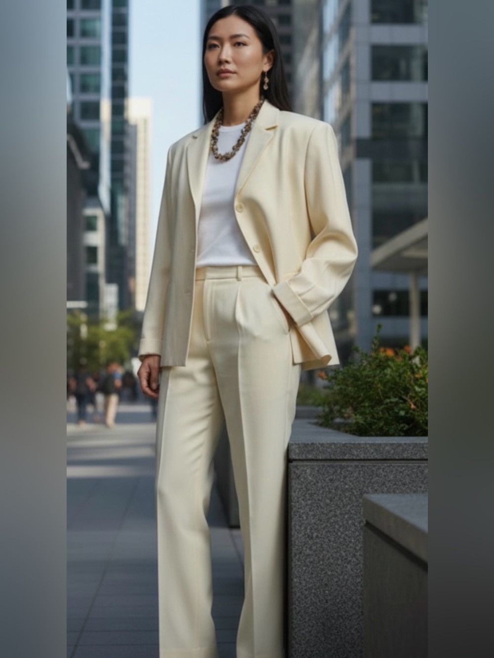 New Norton McNaughton 2 pc Cream Pant Suit Rayon /Poly, Beautuful, Sophisticated